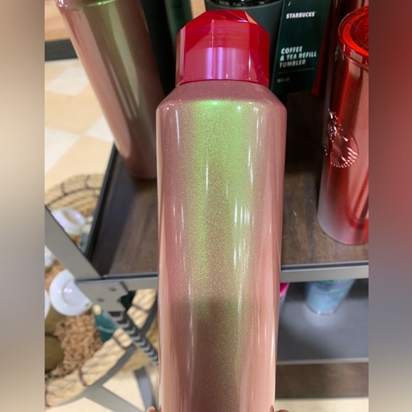 Starbucks Iridescent Glitter Water Bottle Cup Stainless Tumbler Jeweled Top 2022 - Picture 3 of 16